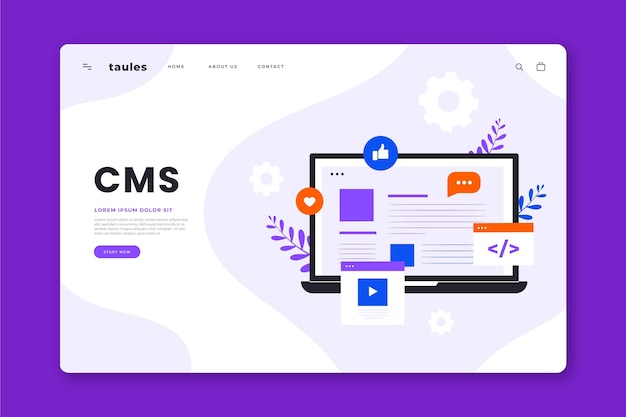 Kostenloser Vektor cms konzept landing page illustriert