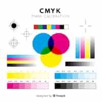 Kostenloser Vektor cmyk-kalibrierungselement-sammlung