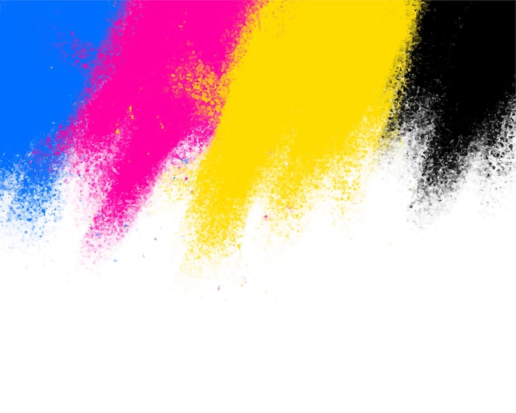 Kostenlose Vektor cmyk-pulverfarben spritzen hintergrund