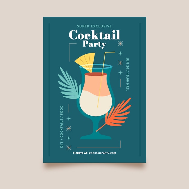 Kostenloser Vektor cocktail-flyer im flachen design