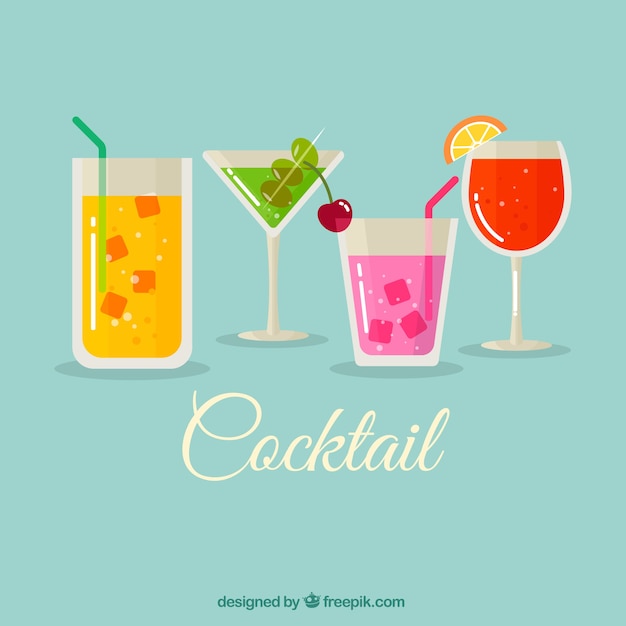 Cocktail-Hintergrund in flachen Design