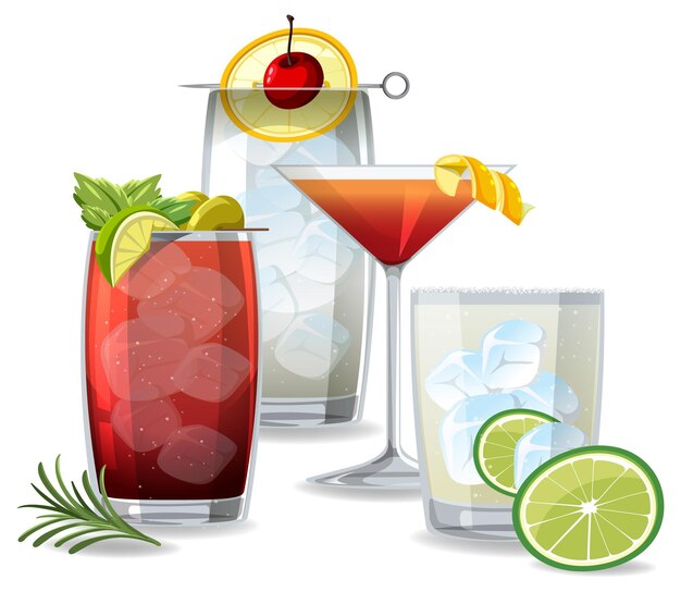 Cocktail im Glas auf weißem Hintergrund