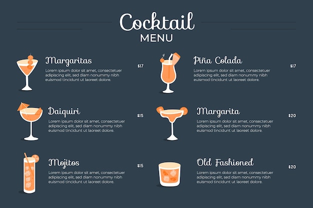 Cocktail-menüvorlage