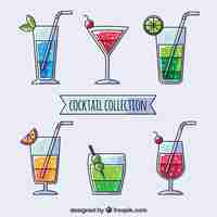 Kostenloser Vektor cocktailkollektion mit flachem design