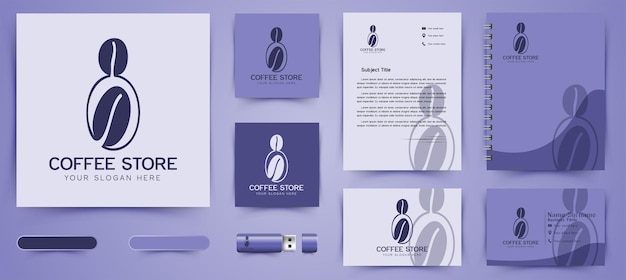 Kostenloser Vektor coffee bean logo und business-branding-vorlage designs inspiration isoliert auf weißem hintergrund