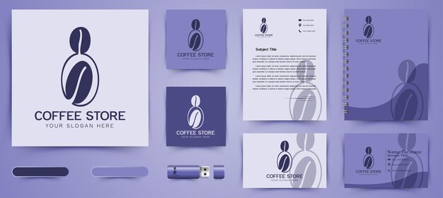 Coffee Bean Logo und Business-Branding-Vorlage Designs Inspiration isoliert auf weißem Hintergrund