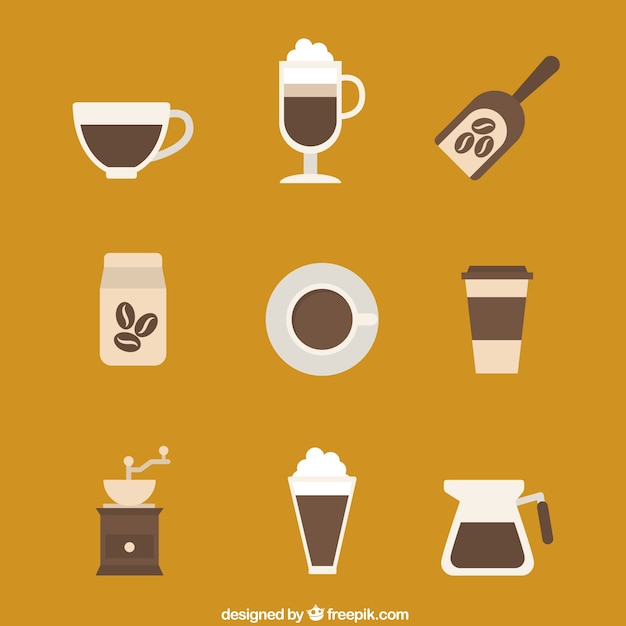 Kostenloser Vektor coffee icons sammlung