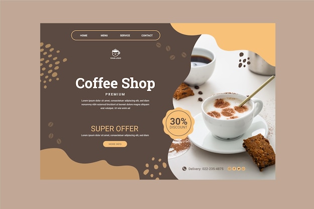 Coffee shop landing page vorlage