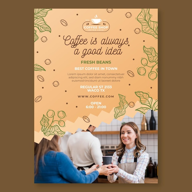 Kostenloser Vektor coffee shop poster vorlage