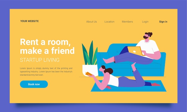 Kostenloser Vektor coliving-vorlage im flachen design