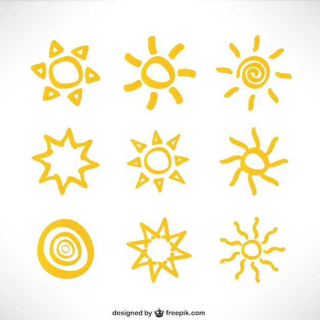 Kostenloser Vektor collection of sun icons