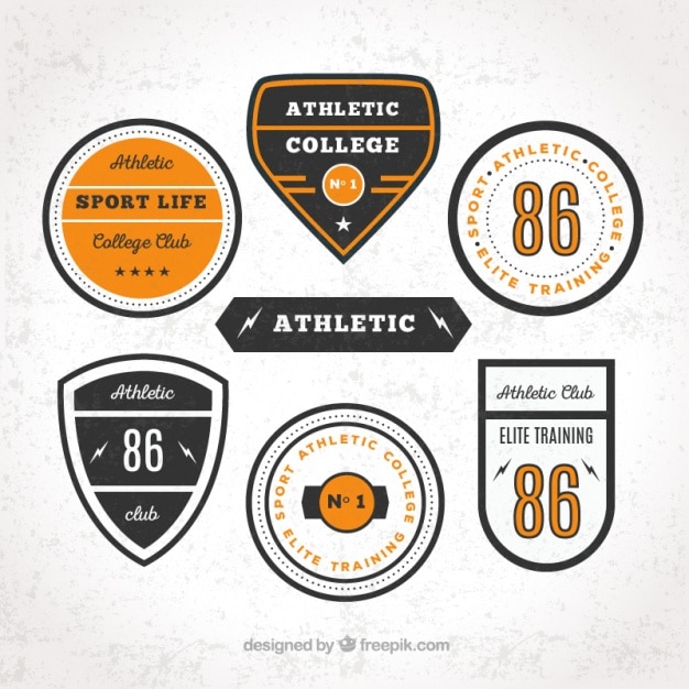 Kostenloser Vektor college-sport-logos im retro-stil