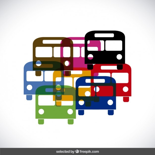 Kostenloser Vektor colorful bus silhouetten