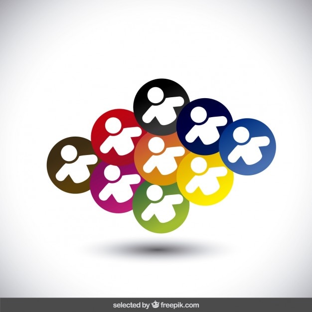 Kostenlose Vektor colorful kreisförmige icons sammlung