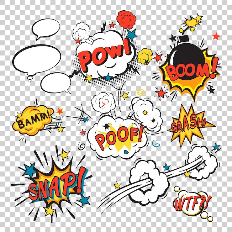 Kostenlose Vektor comic-boom-set