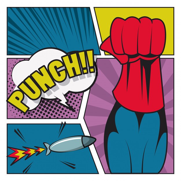 Comic Geschichte Pop Art Cartoon Premium Vektor