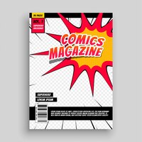 Kostenloser Vektor comic-magazin-buch-cover-vorlage