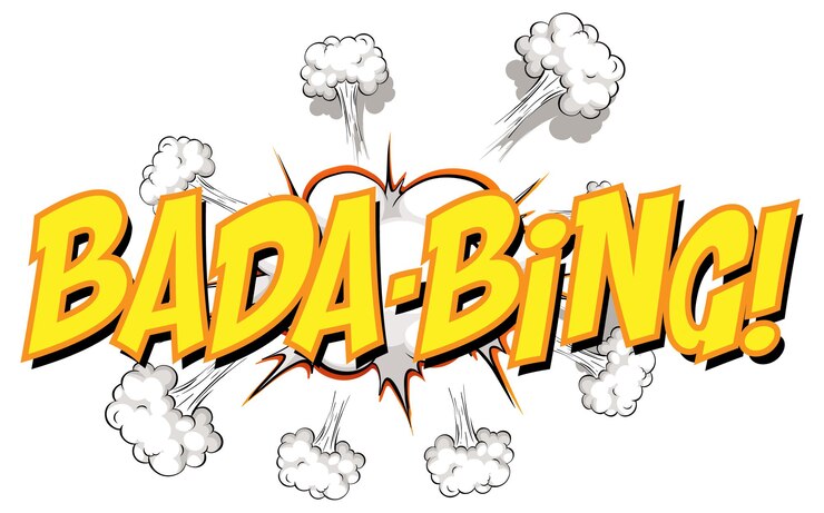 Kostenlose Vektor comic-sprechblase mit bada-bing-text