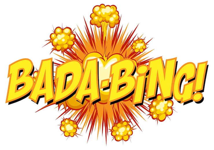 Kostenlose Vektor comic-sprechblase mit bada-bing-text