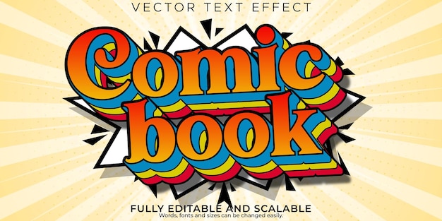 Kostenloser Vektor comic-texteffekt editierbarer cartoon- und pop-art-textstil