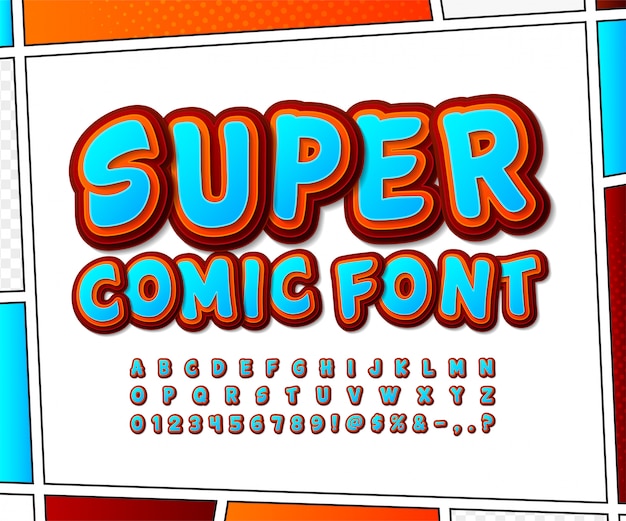 Comics schriftart. cartoon-alphabet im pop-art-stil