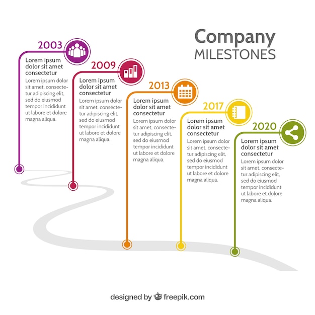 Kostenloser Vektor company-meilenstein-konzept mit platz für text