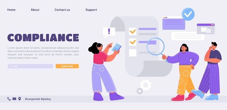 Kostenlose Vektor compliance landing people lesen unternehmensregeln
