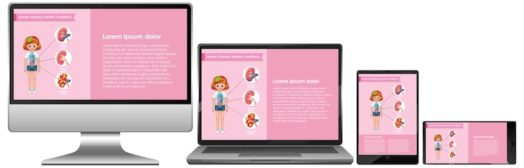 Kostenlose Vektor computer mit wissenschaftlicher infografik auf dem bildschirm desktop