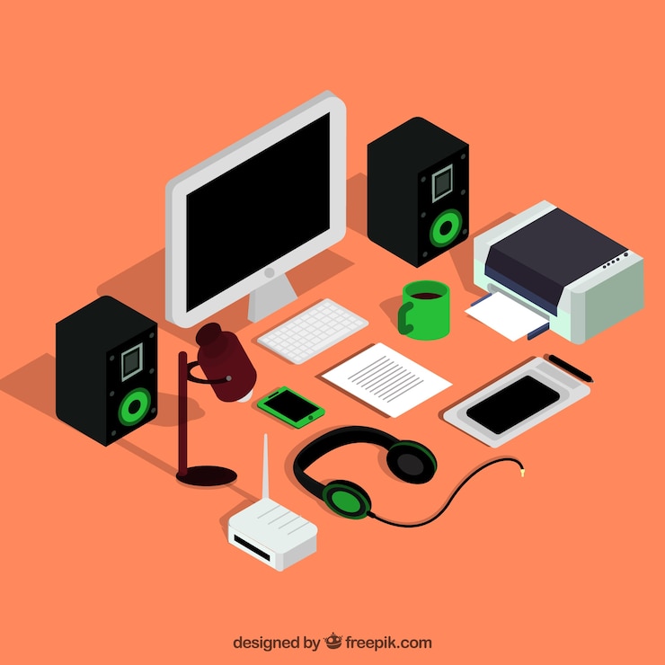 Kostenlose Vektor computer und andere elektronische isometrische geräte