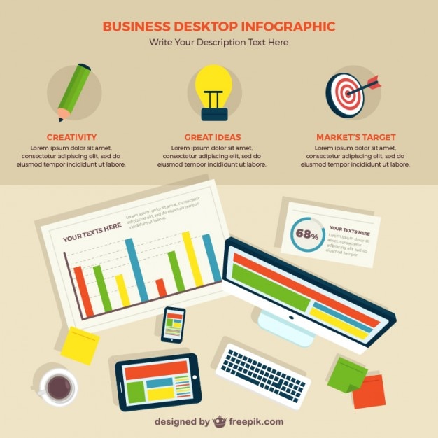 Kostenloser Vektor computer und charts infografik