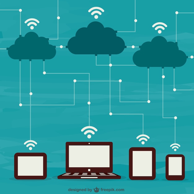 Kostenloser Vektor computer und wolken