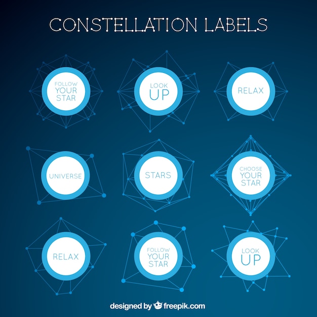 Constellations etiketten mit inspirierenden botschaften