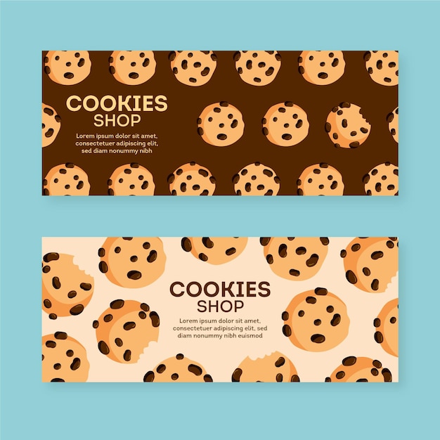 Kostenloser Vektor cookies shop banner pack vorlage