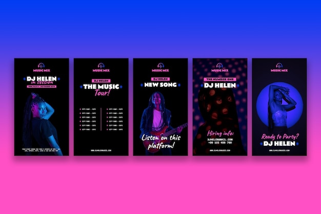 Coole Instagram-Story zum DJ-Musikmix mit Farbverlauf