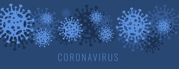 Coronavirus covid-19 Banner mit Viruszelle in blauer Farbe