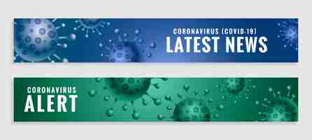 Kostenloser Vektor coronavirus covid19 neuesten nachrichten und warnbanner gesetzt