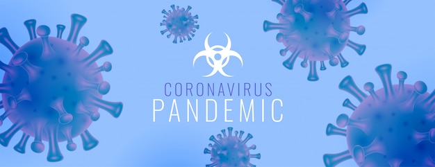 Coronavirus pandemie banner mit viruszellen design