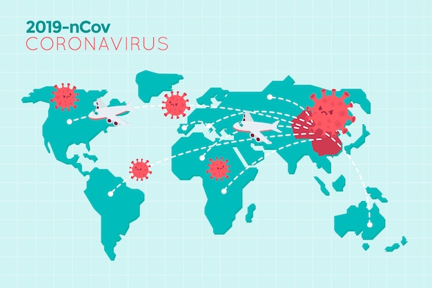 Kostenloser Vektor coronavirus-pandemiekarte