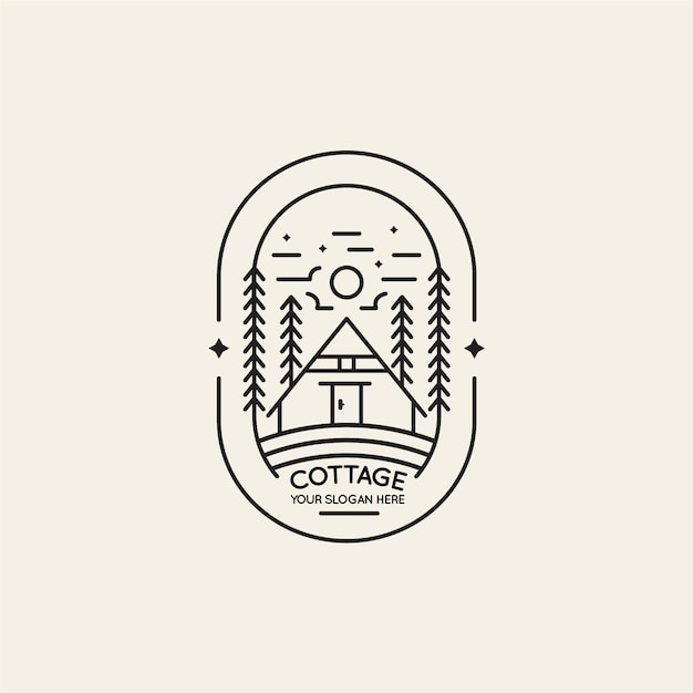 Cottage-Logo-Vorlage mit flachem Design