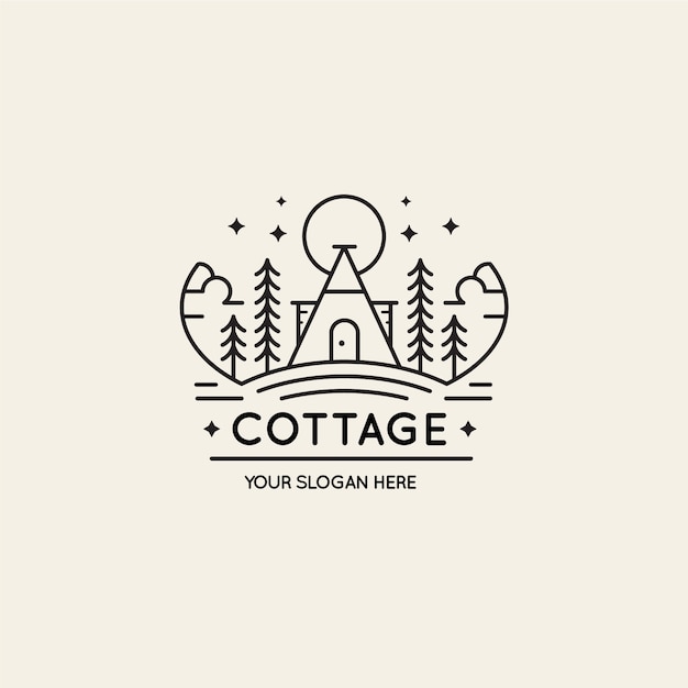 Cottage-logo-vorlage mit flachem design