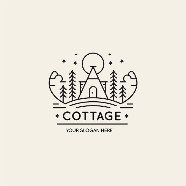 Cottage-Logo-Vorlage mit flachem Design