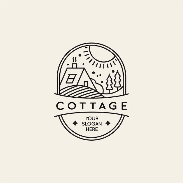 Cottage-Logo-Vorlage mit flachem Design