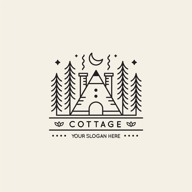 Cottage-Logo-Vorlage mit flachem Design