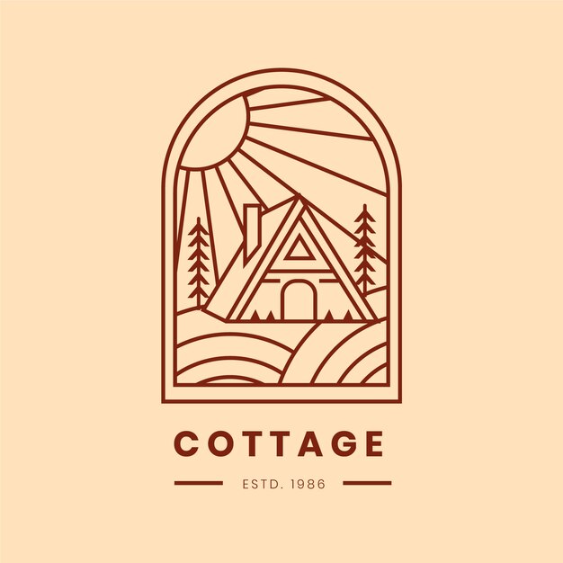 Cottage-Logo-Vorlage mit flachem Design