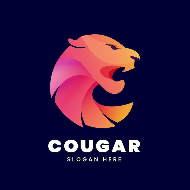 Kostenloser Vektor cougar-logo-vorlage mit farbverlauf