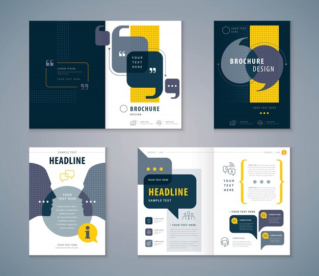 Cover Buch Design Set Sprechblasen Hintergrund Vektor Vorlagen Broschuren Premium Vektor