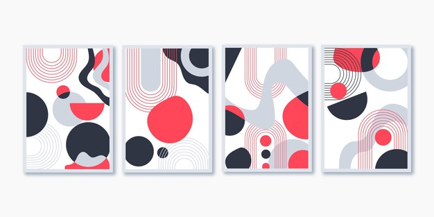 Kostenloser Vektor cover-set für abstrakte kunst im flachen design