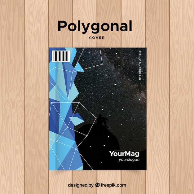 Cover vorlage mit geometrischem design und foto