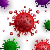 Kostenloser Vektor covid coronavirus im real 3d illustration-konzept zur beschreibung der anatomie und des farbtyps des corona virus.