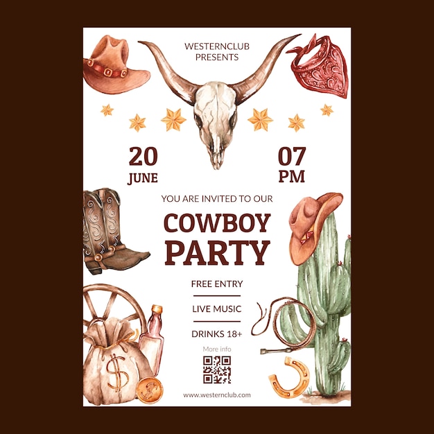 Cowboy-Party-Event-Einladungsvorlage